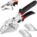 Multi Angle Miter Shear - Upgrade Quarter Round Cutting Tool with 12pcs Replacement Sharp Blades, 45-135 Adjustable Angle, Trim Cutter Hand Tool for Plastic, Wood Trim Molding (Black Red Handle)