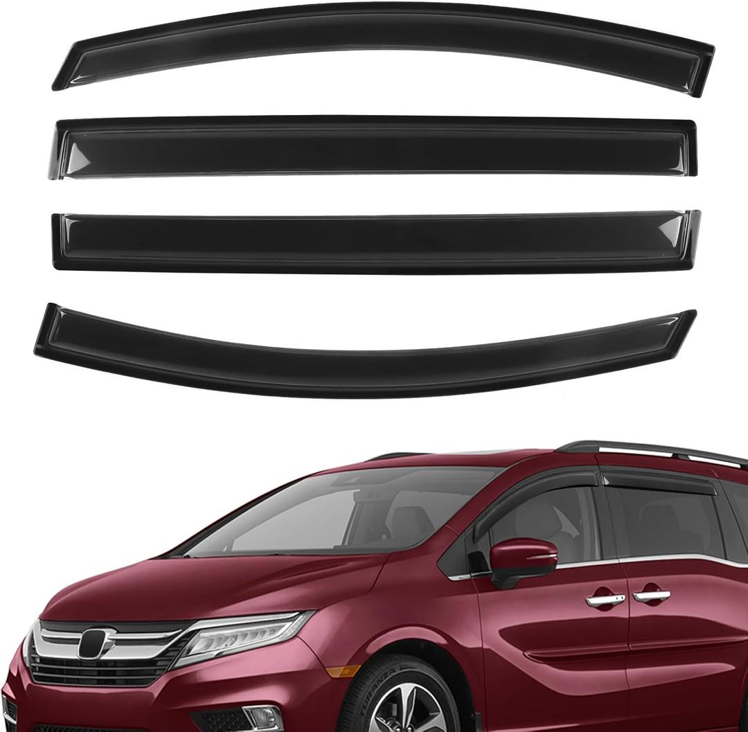 4PCS Rain Guards Window Visors Wind Deflector Fits for 2018-2026 Honda Odyssey, Front & Rear Outside Mount Vent Shade, Tape-on Vent Visors, 2019 2020 2021 2022 2023 2024 2025