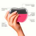 Conair Cordless Heated Brush, Portable Ceramic Ionic Smoothing Brush for Frizz Control & Shine, Rechargeable, 2 Heat Settings, Travel-Friendly Styling Tool with Protective Cover, Hot Pink & Black