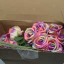 Hotop 40 Pcs Rose Artificial Flowers Bulk with Long Stem,Realistic Silk Fake Roses Bouquet for Home Wedding Centerpieces Party Table Decoration Valentines Gifts(Rainbow Color)