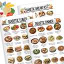 Diabetes Food List Chart Poster, 3pcs Daily Meal Plan Print for Pre-Diabetes, Type 2 Diabetes Low Glycemic Index Diet Food Art, Diabetic Diet Guide Grocery List for Meal Planner 8x12in Unframed