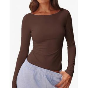 Beumissy Women's Boat Neck Short Sleeve T-Shirts Y2K Cute Going Out Tops Summer Baby Tees (L)