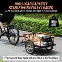 SEKAM Bike Cargo Trailer, 198 lbs Load Capacity, Foldable Bicycle Trailer with Reflectors & Universal Hitch, Heavy-Duty Utility Bike Cart for Camping & Shopping (Orange)