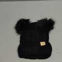 Kids Winter Beanie Childrens Warm Knitted Fleece Lined Ski Pom-Pom Warm Knit Hat for Boys & Girls 3-9 Years (Black)
