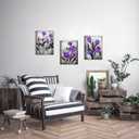 DuoBaorom Rose Poppy Picture Purple Grey Floral Canvas Print Bedroom Decor