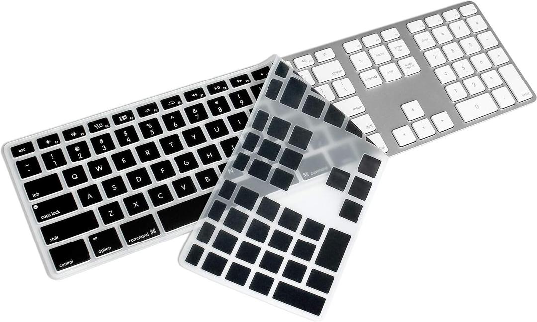 Silicone Keyboard Cover Skin for iMac Wired USB Keyboard with Numeric Keypad MB110LL/B (A1243) US Layout Protector Skin Accessories Black