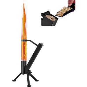 CHARMELEON Wood Pellet Fire Pits for Outside  Portable Wood Pellet Heater  Painted Stainless Steel Outdoor Fire Pit for Backyard  Patio Rocket Stove  Matte Black-S