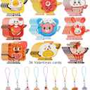 3 x Valentines Cards for Kids Classroom Gifts - 36 Cute Pendant Gifts + 36 Valentines Day Cards for Kids, Valentine's Day Party Favors, Sweet Kids Vday Cards for School Valentines Classroom Exchange