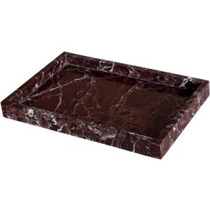 Natural Marble Vanity Tray, Cosmetics Towel Tray for Dresser Bathroom Kitchen (Rosa Levanto, 11.8L x 7.87W x 1.18H)