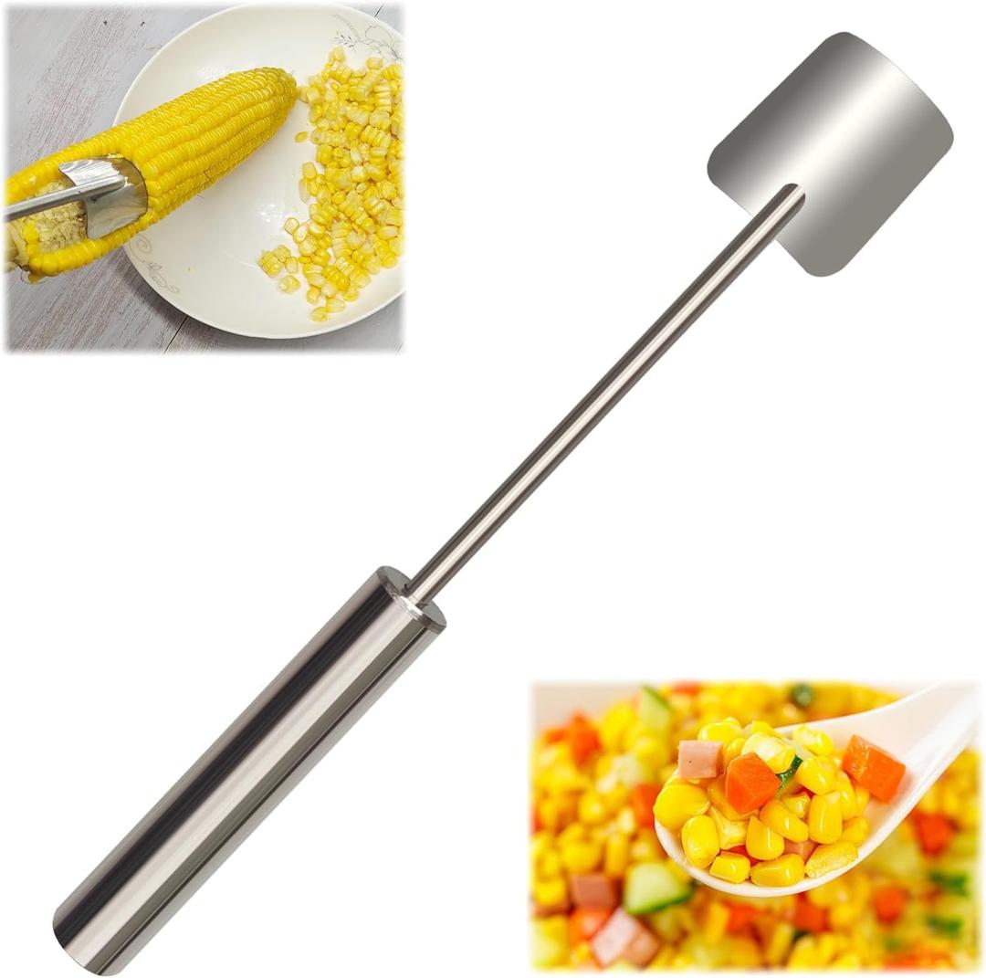 Corn Cob Stripper2025 NEW Long Handle Stainless Steel Corn Stripping ToolCorn on the Cob Remover, Fast and Safe, Suitable for Home Kitchens, Restaurant Chefs, Outdoor Dining Enthusiasts