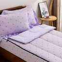 NTBED Black Bow Printed Zipper Bedding Sets Twin for Kids Girls Lightweight Microfiber Butterfly Comforter Set with Fitted Sheet Pillow Covers,Purple