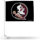 Rico Industries NCAA Florida State Seminoles Black Double Sided Double Sided Car Flag - 16" x 19" - Strong Pole That Hooks onto Car/Truck/Automobile