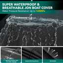 Heavy Duty 5 Layers 1200D Jon Boat Cover 14ft - 16ft with Motor Cover, 100% Waterproof Trailerable Jon Boat Covers 14-16 Foot with 9+4 Pcs Windproof Straps