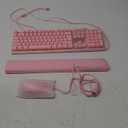 RedThunder K10 Wired Gaming Keyboard and Mouse and Wrist Rest Combo, RGB Backlit, Mechanical Feel Anti-ghosting Keyboard + 7D 7200 DPI Mice+Soft Leather Wrist Rest 3 in 1 PC Gamer Accessories(Pink)