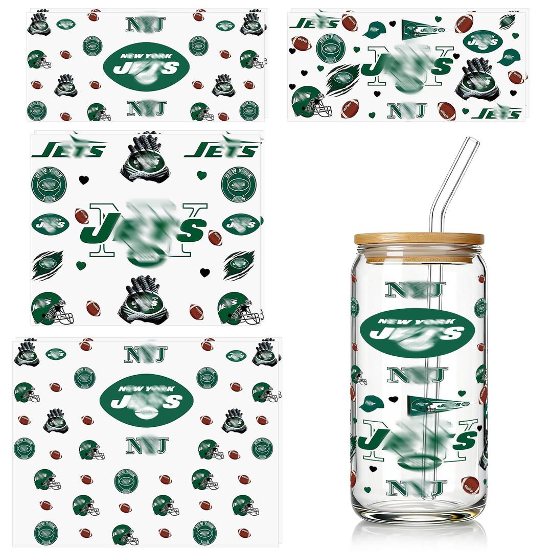 UV DTF Cup Wraps,8 Sheets Rugby Football Gameday Waterproof UV DTF Tumbler Wrap for Glass Water Bottle,Football Team Rub on Transfer Stickers Vinyl Decals for DIY Coffee Cups Fridge Deco