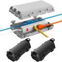 Outdoor Extension Cord Box, 2Pack Large Waterproof Electrical Box Plug Protector Cable Connection Safety Cover IP54 Water-Resistant for Power Strip, Holiday Light and Decorations, Grey+Black