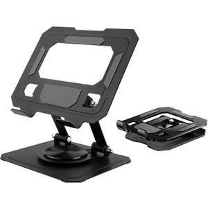 CTESNE360RotationiPad Stand for DeskFoldable & PortableCarbon Steel Heavy-Duty BaseAdjustable Tablet Stand, Phone & Tablet Holder (Black)