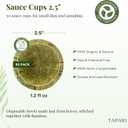 TAPARI Disposable Sauce Ramekins - 50 Pack Mini Sauce Pots - 2.5 Inch - Sturdy, Eco-Friendly - Home Compostable & Biodegradable Souffle cups for Parties & Containers for Dips - Sal Leaf - 1 Fl Oz