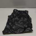 Vivitulip Women's Faux Leather Ruched Tank Top High Neck Sleeveless Cami Shirt (Medium, Black)