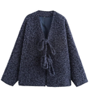 Yimoon Womens Tie Front Fuzzy Jacket Oversized V Neck Bow Fluffy Warm Coat 2024 Fall Loose Long Sleeve Outerwear Large