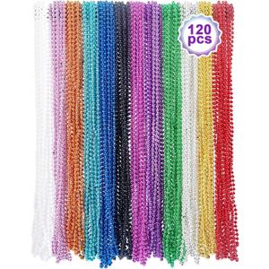 Mardi Gras Beads，120Pcs Bead Necklace 12 Colors 33" Colored Beads Bulk Necklace，Throw-Ins Christmas Pirate Carnival Party Costume Accessories Bulk Party Gifts Women Men
