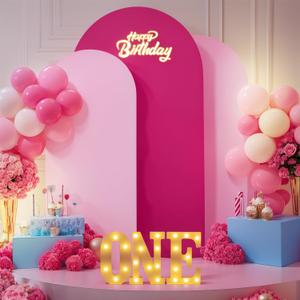 Pink Arch Backdrop Cover Set of 3 Wedding Arch Covers Stretchy Backdrop Baby Shower Birthday Party Hot Pink Arch Cover 6.6FT 7.2FT 8FT Hot Pink Arch Stand Cover Spandex Bridal Shower Decoration
