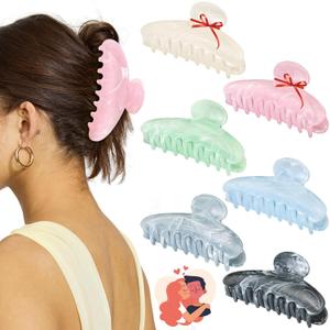 6 Pack Hair Claw Clips for Women - Large Non-Slip Claws for Thick Thin Hair, Cute Hair Barrettes Elegant & Durable, Fashion Hair Accessories Stylish Jaw Clips for Girls Gift(Assorted Colors)