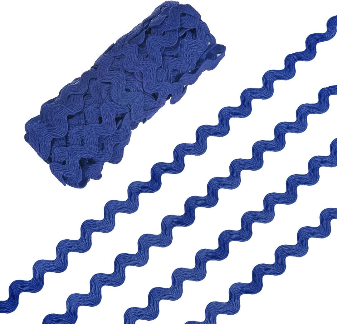 Rick Rack Trim, 10 Yard 10mm / 0.4 Inch Wave Bending Fringe Trimming Ribbon for Sewing/DIY Crafts/Clothes/Decoration, Polyester RIC Rac Trim [Deep Blue]