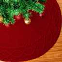 Red Knitted 24 inch Christmas Tree Skirt for 4 Ft Tree - Luxury Thick Rustic Xmas Decoration for Pencil Trees Christmas Home Decor(Red, 24" 2508)