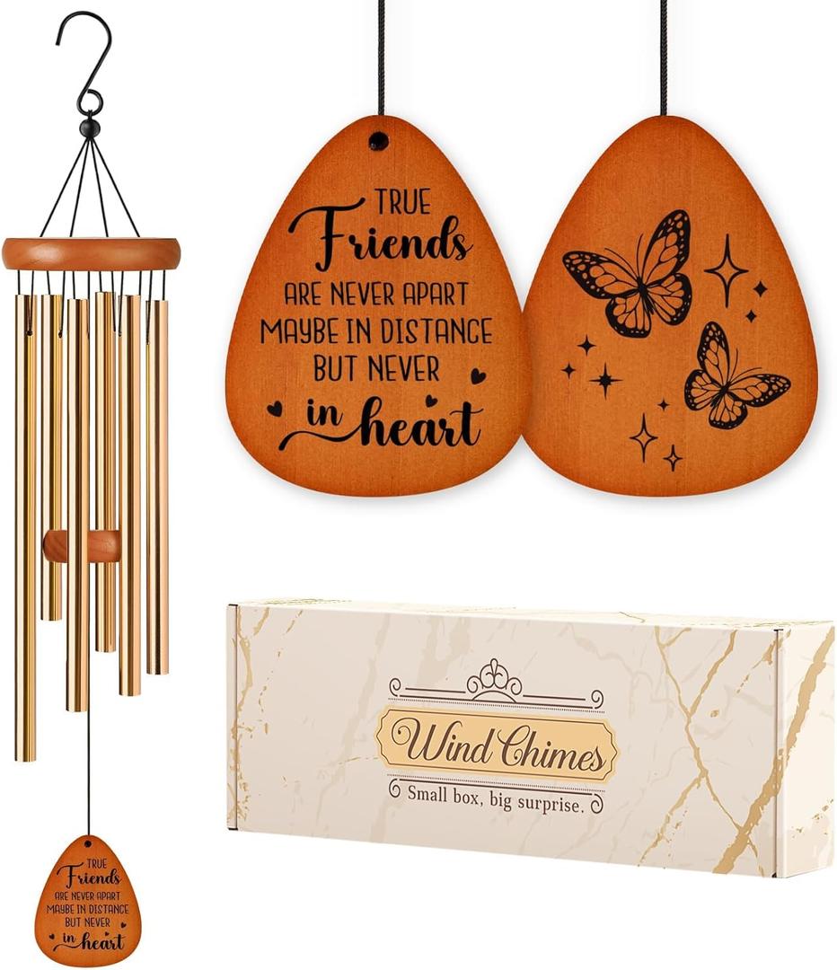 Aurahouse Galentines Gifts, Best Friend Birthday Gifts for Women, Friendship Gifts for Women Friends Wind Chimes, Bestie Friendsgiving Gift for Best Friend Woman Men, Long Distance Friendship Gift (25.5 in)