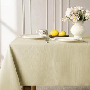 Softalker Jacquard Rectangle Tablecloth - Geometric Line Damask Table Covers Waterproof Stain Resistant Washable Polyester Table Cloths for Indoor & Outdoor(60 x 84 inch,Khaki)