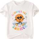 Kid Girls Schools Out for Summer Shirt School Graduation T-Shirt Summer Vacation Outfit Short Sleeve Tees Tops 7-12Y(White,10-11Y)