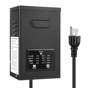 170W Low Voltage Landscape Transformer, Outdoor Lighting Transformer with Timer and photocell Sensor, 120V AC to 12V/15V AC Weatherproof Low Voltage Transformers for Landscape Pathway Lights