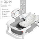 napei Collapsible Baby Bathtub,Baby Bath Tub with Soft Cushion & Thermometer,Baby Bathtub Newborn to Toddler 036 Months,Portable Travel Baby Tub