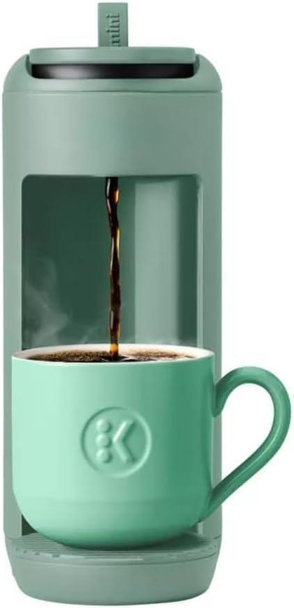 KeurigK Mini Mate Single Serve KCup Pod Coffee Maker – Compact Coffee Machine for Small Spaces, Quick Brew, Travel-Friendly, Removable Drip Tray, Energy Efficient (Glamping Green)