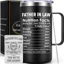Gtmileo Father-in-law Gifts Father's Day from Son in Law, Coffee Mug Insulated Stainless Steel with Handle & Lid, Father's Day Gifts for Father-in-law, Fathers Day, Christmas, Birthday, 20 Oz-Black