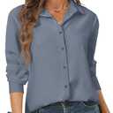 hearain Women's Button Down Shirts Long Sleeve Basic Classic Soft Shirt Collared Fashion Dressy Casual Blouses ,M