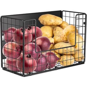 Magnetic Shelf for Fridge , Fruit Potato & Onion Storage Bins, Pantry Organizers & Storage, Large Container Magnetic Basket for Refrigerator, Kitchen Counter, Cabinet, Magnetic Fridge Organizer (1, Black)