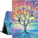 Lokigo Case for iPad 9th/8th/7th Generation (2021/2020/2019) 10.2 Inch, Protective iPad 10.2 Case Soft TPU Back Cover for iPad Cover 9th Generation, Adjustable Multi Viewing Stand, Life Tree