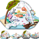 Baby Gym Play Mat, 8-in-1 Tummy Time Mat & Ball Pit with 6 Toys, Washable Baby Activity Play Mat for Visual, Hearing, Sensory, Motor Development, Baby Toys Gift for Toddler Infant 0-3-6-9-12 Month