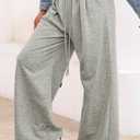 Aleumdr Wide Leg Sweatpants for Women Trendy Fashion High Waisted Drawstring Loose Long Pants with Pockets (Gray)