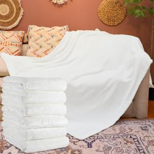 Preboun 6 Pcs Sublimation Throw Blanket Thick Plush Blankets Soft Fuzzy Blanket White Blank Blanket for DIY Custom Personalized Sublimation Photo (50 x 60 Inch)