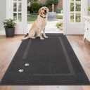 BEQHAUSE Dog Door Mat for Mud Paws Dirt Trapper Doormat Non-Slip Entryway Rugs Absorbent Welcome Mat Washable Indoor Floor Mat Low-Profile for Front Door, 36" x 60", Dark Grey