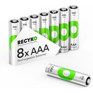 Rechargeable AAA Batteries 800mAh  Pre-Charged  Re-use 1000+ Times  Retains Power After 6 Years  Rechargeable NiMH Battery AAA  Pack of 8