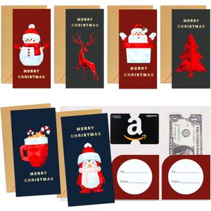 Mczan Christmas Cards Money Holder 72pcs, Merry Christmas Money Holder Cards for Gifting Cash, Happy Holiday Cash Card with Envelopes, Xmas Holiday Gift Giving Ideas - A