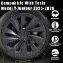 4Pcs Hubcaps for Tesla Model Y Juniper 2025-2026 Accessories - 19 Inch Wheel Covers Compatible with Tesla Model Y Juniper Exterior Accessories - Snap-On Installation (Turbine Shape-Matte Black)