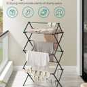 SONGMICS Foldable Clothes Drying Rack, Laundry Drying Rack, Clothes Airer, Steel Frame, 14.6 x 29.5 x 53.2 Inches, Easy Assembly, Indoor Outdoor Use, Black ULLR770B01