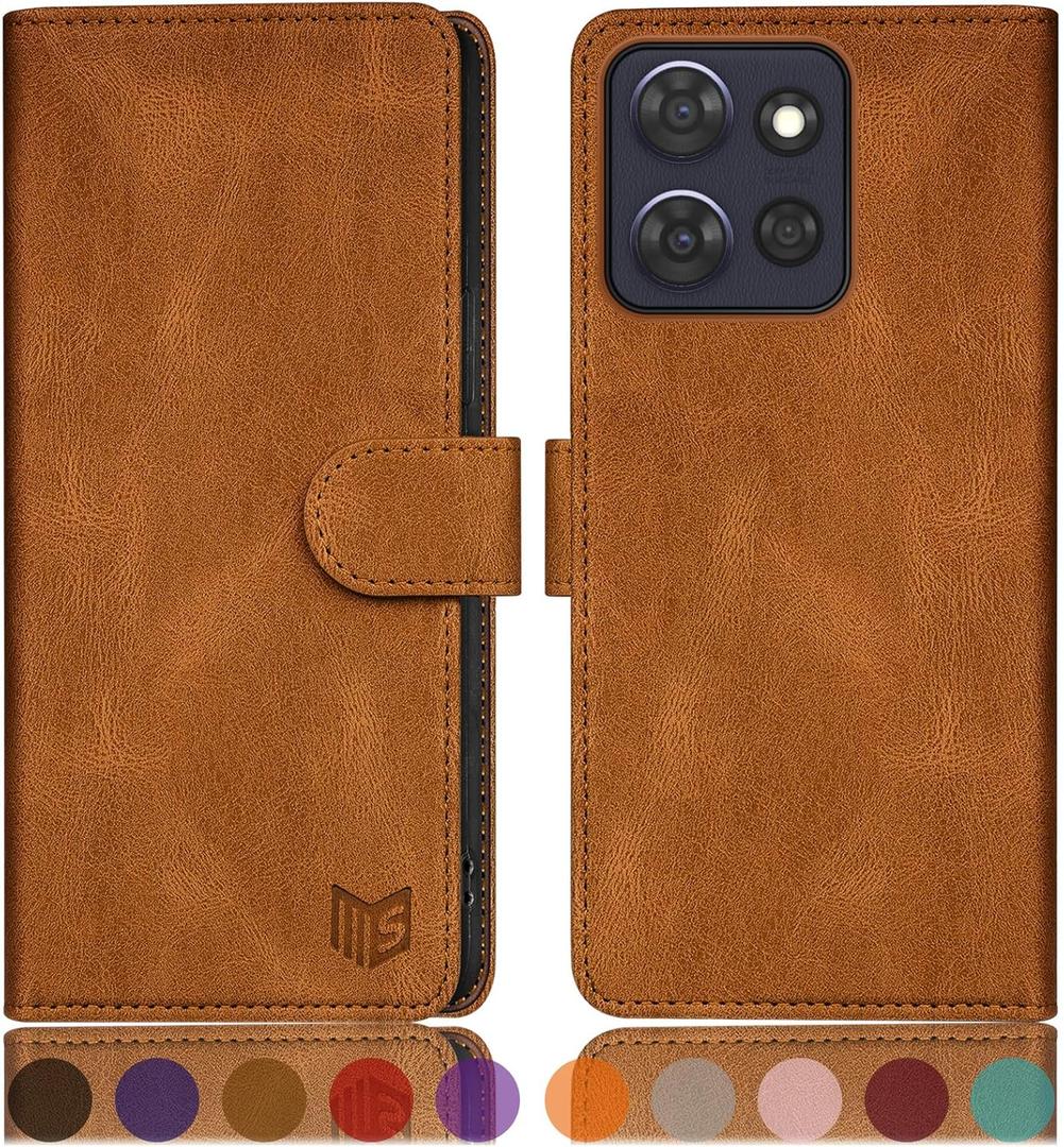 SUANPOT for Motorola Moto G Power 2025/G Play 2025 Wallet case with RFID Blocking Credit Card Holder Flip Book PU Leather Protective Cover Women Men for Moto G Power 2025 Phone case Light Coffee