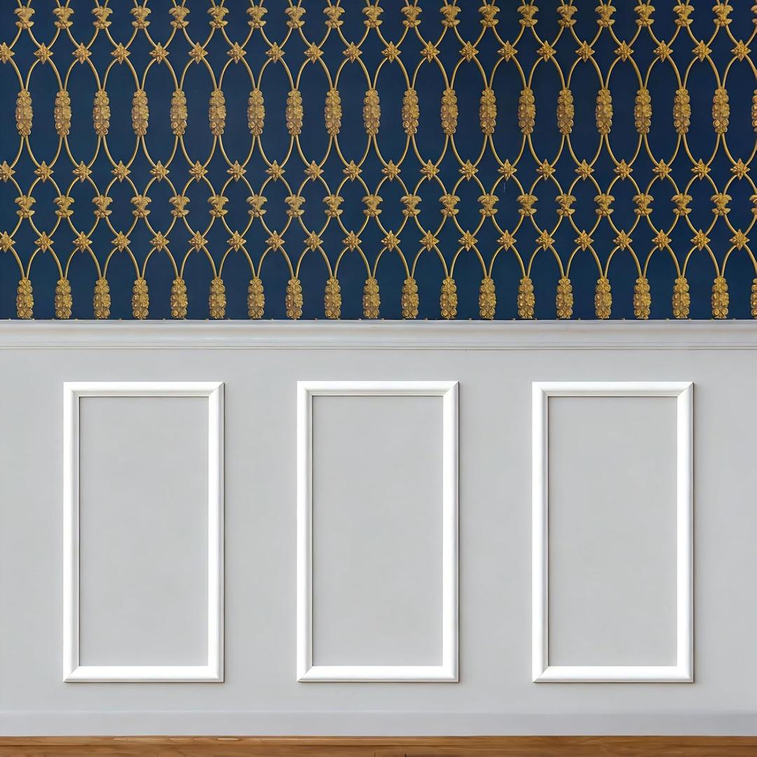 COUKIU Pre-Cut 3 Set Peel and Stick Wall Molding Trim Kit, 12" x24" Premade Wainscoting Panels, Self Adhesive Moulding Panel for Interior Walls Picture Frame