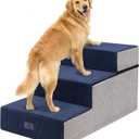 Veehoo 3 Steps Foam Dog Stairs for Large Dogs 18" H, 20" Extra Wide Dog Steps for Bed Couch with Support Board, Soft Non Slip Dogs Stairs Pet Ramp Ladder for Senior Elderly Pet, Support up to 110 lbs